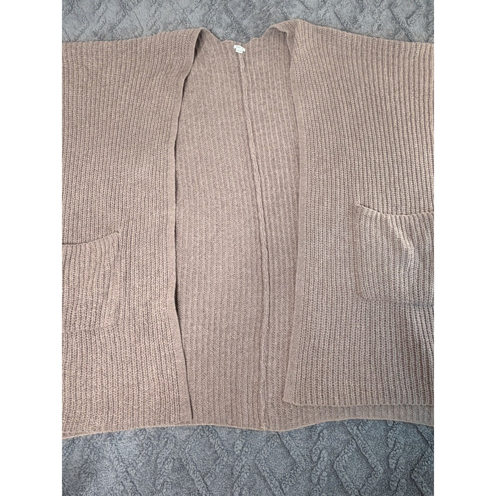Aerie Women's Oversized Open Front Cardigan Wide Arms Knit Brown Cozy Size L/XL